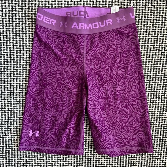 Under Armour Purple Swirl Compression 8” Shorts Size M - Picture 2 of 11